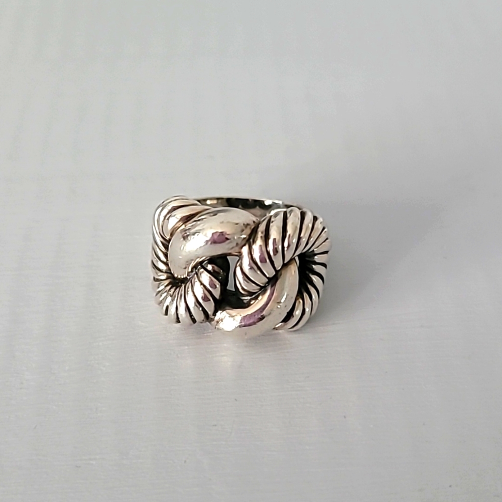 David Yurman Sterling Silver Belmont Cable Link Ring 6